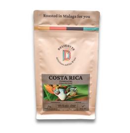 Bolsa de café de especialidad Costa Rica Tarrazú de la tienda de café de especialidad, con ilustración de un tucán y plantas